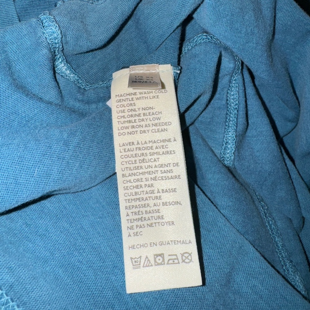 Free People *New* turquoise Bluish Green color Long Sleeve high collar Tee Shirt - Picture 7 of 11